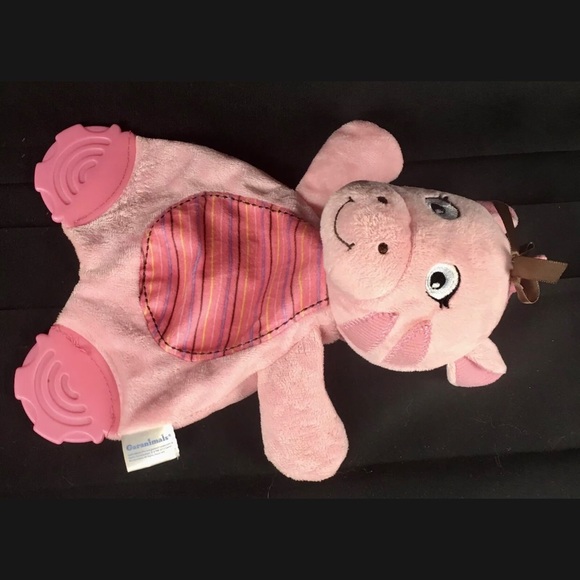 Garanimals Pink Giraffe Lovey 9" Plush Baby Teether Toy Brown Bow - Picture 5 of 12
